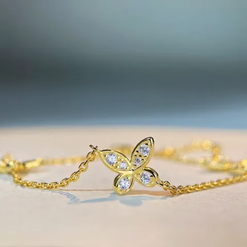 925 Sterling Silver Moissanite Butterfly Bracelet For Women Elegant D Color Moissanite Inlaid Phantom Butterfly Fine Jewelry Gift