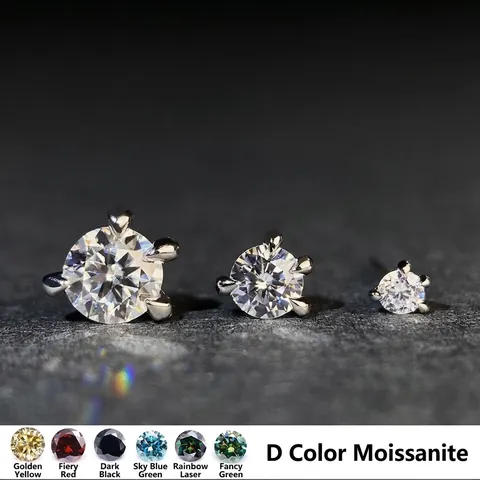 Pendientes de Botón Hip Hop de Plata de Ley 925 Garra de Dragón para Hombre Mujer Moissanita Incrustada Joyería de Moda