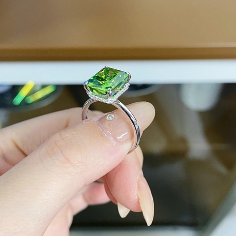 925 Sterling Silver Radiant Cut Zirconia Ring For Women High-End Rectangular Gemstone Fashion Jewelry Geometric Wedding Banquet Ring Gift