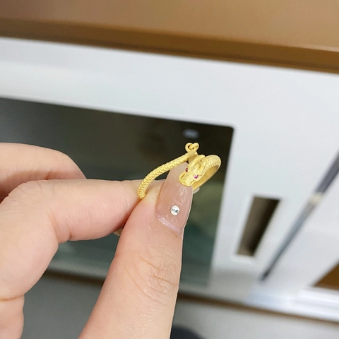 Anello Dragone in Argento Sterling S925 per Donna Anello Aperto Regolabile con Rubino Sintetico Gioielli Zodiaco Cinese Regalo