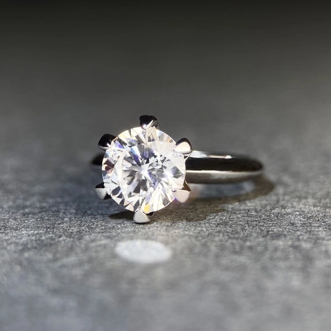 Classic 925 Sterling Silver Moissanite Ring Round Brilliant Solitaire Ring D Color High Carbon Diamond Engagement Jewelry