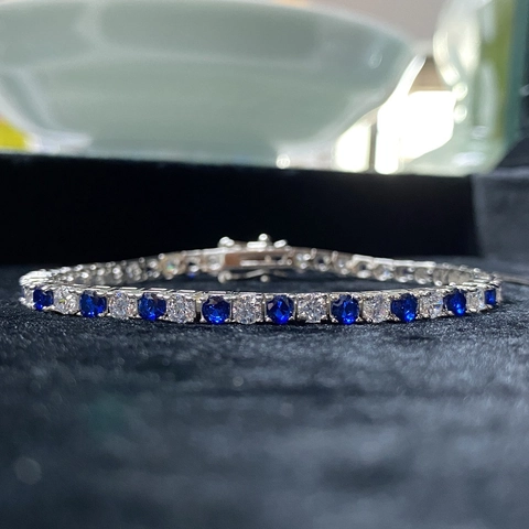 Bracciale Tennis in Argento Sterling S925 Con Zirconia Colorata per Donna Catena Rainbow Gioielli Regalo di Anniversario