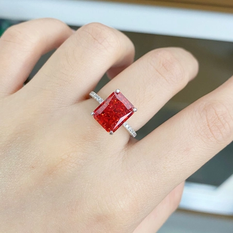 Luxus 925 Sterlingsilber Radiant Schliff Strass Ring Für Damen Eleganter Geometrischer Inlaid Schmuck Für Hochzeitsbankett