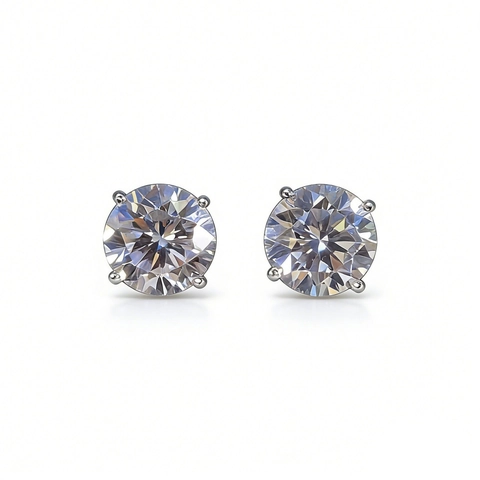 Pendientes de Botón Clásicos de Cuatro Garras en Plata de Ley 925 Mujer Moissanita Diamante de Imitación Elegante Joyería Regalo Par