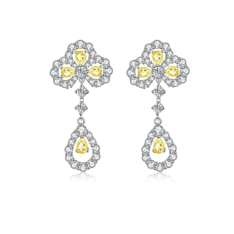 925 Sterling Silver Clover Drop Earrings For Women Elegant Rhinestone Inlaid Tassel Dangle Earrings Luxurious Party Wedding Jewelry Gift