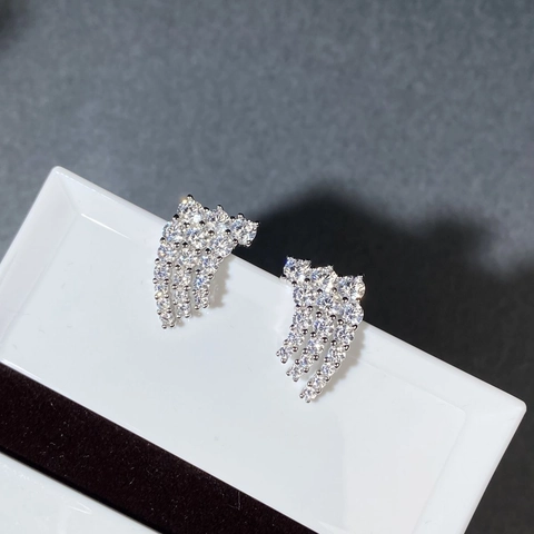 925 Sterling Silver Wing Stud Earrings For Women Sparkling Zirconia Inlaid Feather Design Luxury Jewelry Minimalist Ear Studs