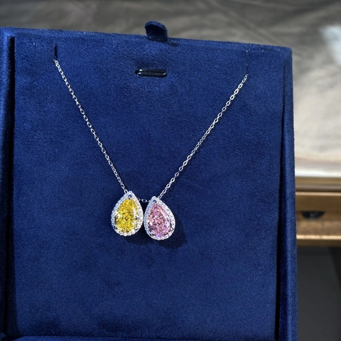 Collar de Plata de Ley 925 de Lujo Con Colgante de Strass Talla Pera Elegante Cadena de Clavícula Gota de Agua Para Mujer Joyería