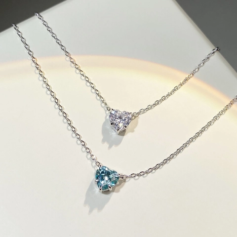 Collar con Colgante de Corazón de Plata de Ley S925 para Mujer Piedra de Moissanita Elegante Joyería de Strass Regalo