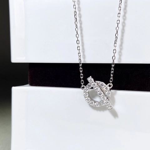 S925 Sterling Silver Pig Nose Necklace For Women Full Rhinestone O-Chain Pendant Minimalist Simple Clavicle Chain Jewelry