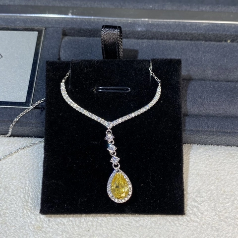 Collana con Pendente in Argento Sterling 925 per Donna Elegante Taglio a Fiore di Ghiaccio Forma Radiant Strass Gioielli