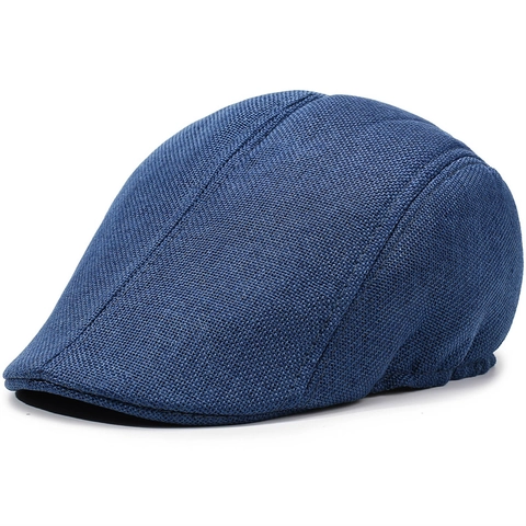 Men Retro Newsboy Cap Breathable Linen Blend Mesh Flat Beret Hat For Elderly Middle Aged Men Summer Sunshade Ivy Cabbie Cap