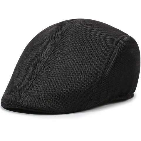 Men Retro Newsboy Cap Breathable Linen Blend Mesh Flat Beret Hat For Elderly Middle Aged Men Summer Sunshade Ivy Cabbie Cap