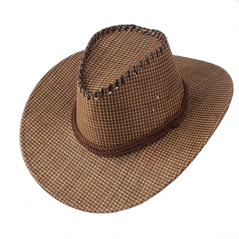 Western Cowboy Straw Hat For Men Women Wide Brim Breathable Summer Sun Hat Outdoor Travel Beach Knight Style Woven Hat