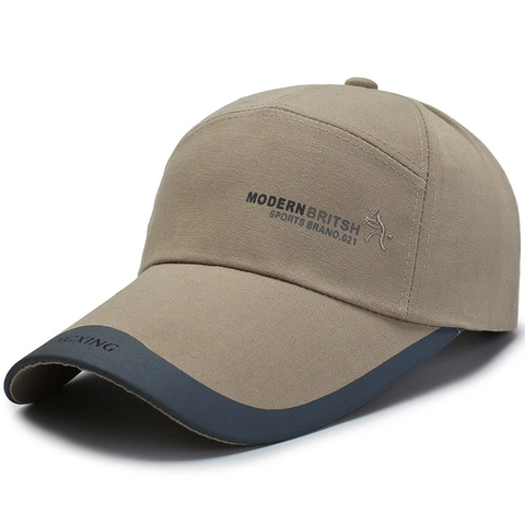 Men Cotton Baseball Cap With Contrast Color Brim Embroidery Sporty Sun Hat Adjustable Outdoor Casual Duck Tongue Cap