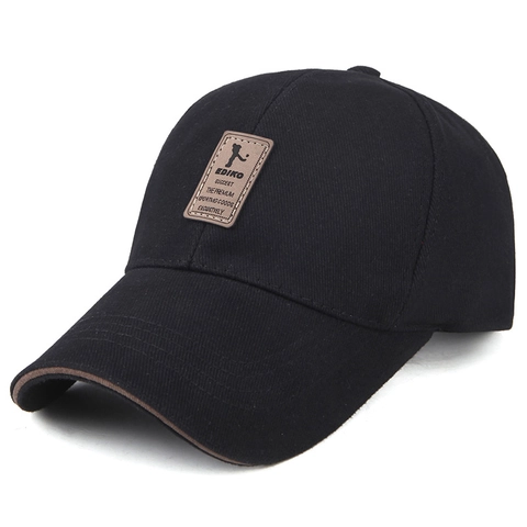 Berretto da Baseball in Cotone Regolabile per Uomo Cappello da Sole a Tesa Lunga Con Toppa in Pelle Sport All'aperto