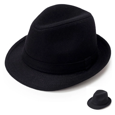Vintage Men Polyester Fedora Hat Warm Winter Jazz Hat With Ribbon Wide Brim For Middle Aged Elderly Casual Gentleman Hat
