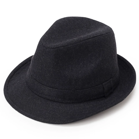 Vintage Men Polyester Fedora Hat Warm Winter Jazz Hat With Ribbon Wide Brim For Middle Aged Elderly Casual Gentleman Hat