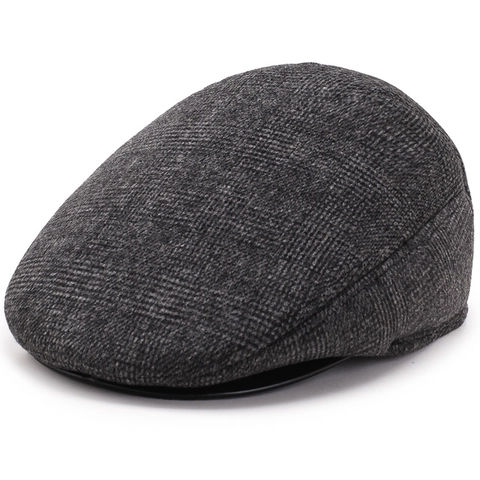 Béret d'Hiver Épais et Chaud pour Hommes avec Protège-oreilles Style Britannique Rétro Motif à Chevrons Tissu de Laine