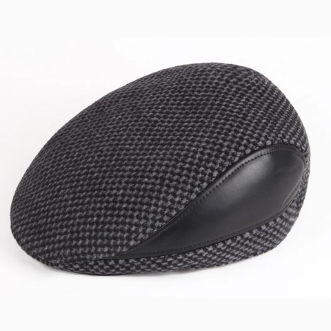 Béret d'Hiver Épais et Chaud pour Hommes avec Protège-oreilles Style Britannique Rétro Motif à Chevrons Tissu de Laine