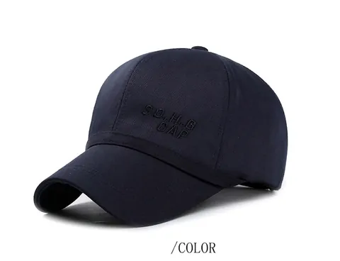 Berretto da Baseball in Lino Fine da Uomo Casual Lettera Ricamata Piastra in Metallo Regolabile Cappello da Sole Tesa Lunga