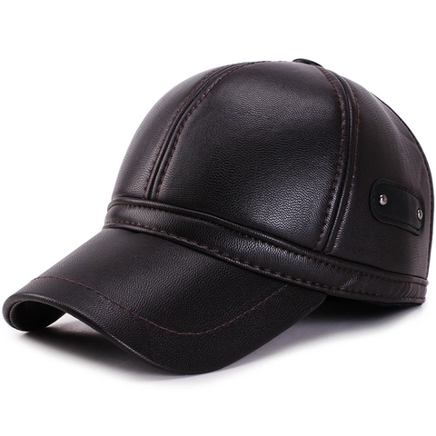 Herren Kunstleder Baseballkappe Mit Ohrenklappen Dicke Warme Wintermütze Für Ältere Männer Casual Outdoor Sport Verstellbar Dad Hat