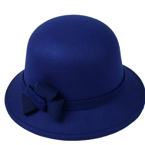 Chapeau Cloche Femme Élégant Rétro Avec Décoration de Nœud Couleur Unie Chapeau Fedora Chaud d'Hiver pour Mères