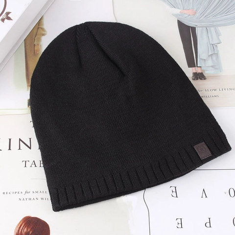 Men's Autumn Winter Solid Color Knitted Beanie Warm Woolen Yarn Pullover Hat Basic Casual Daily Headwear Fashion Beanie