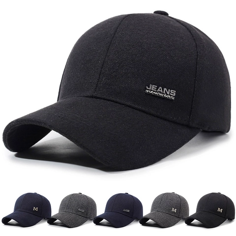 Berretto da Baseball in Misto Cotone per Uomo Cappello da Sole Estivo Caldo Invernale Con Etichetta in Metallo Ricamo M Regolabile