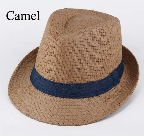 Cappello Fedora in Paglia Estivo Unisex Traspirante Protezione Solare Cappello da Spiaggia Con Nastro Casual Trilby per Viaggi