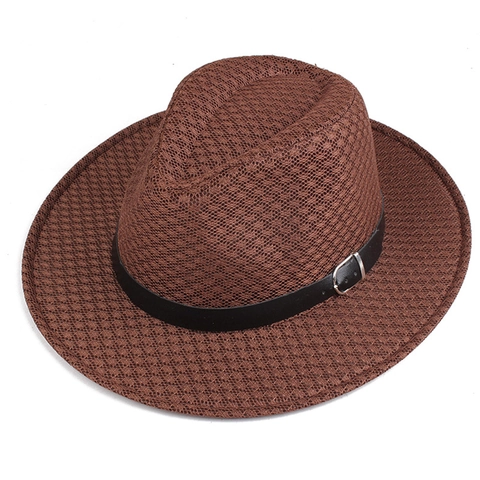 Atmungsaktiver Polyester Netz Fedora Hut Sommer Sonnenschutz Sonnenhut Mit Gürtelschnalle Dekor Lässiger Strand Jazz Hut Für Damen Herren