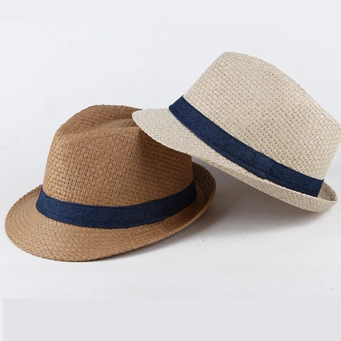 Cappello Fedora in Paglia Estivo Unisex Traspirante Protezione Solare Cappello da Spiaggia Con Nastro Casual Trilby per Viaggi
