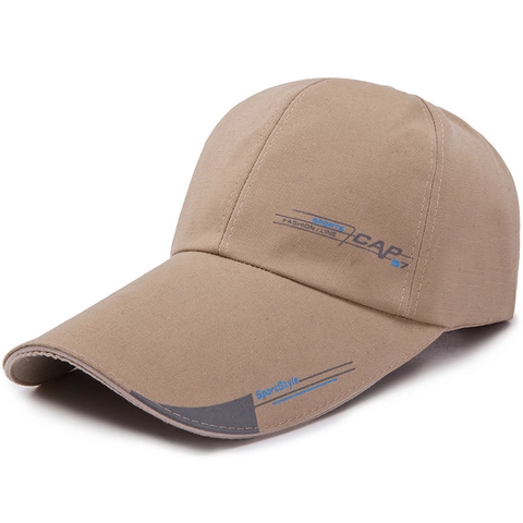 Men's Cotton Long Brim Baseball Cap Sports Letter Print Outdoor Sun Protection Adjustable Fashion Leisure Hat For Men