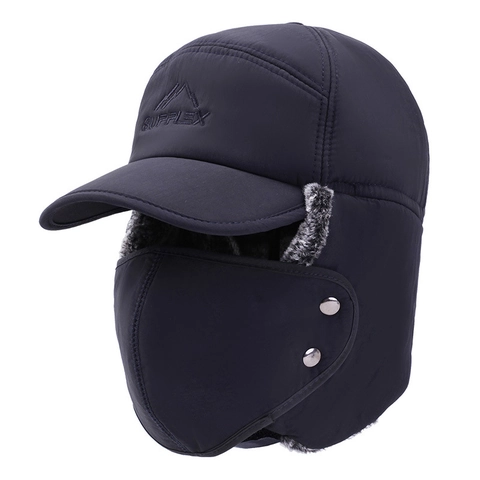 Winter Thickened Cotton Ushanka Hat For Men Windproof Trapper Hat With Ear Flaps And Removable Face Mask Outdoor Cycling Warm Cap