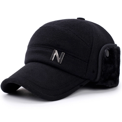 Herren Winter Baseballkappe Mit Faltbaren Ohrenschützern Warmer Wollstoff Outdoor Ohrenschutz Hut Für Kaltes Wetter Einfarbig