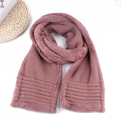 Women's Winter Thick Knit Scarf Warm Korean Style Solid Color Rabbit Hair Blend Chenille Scarf For Autumn Winter Outdoor