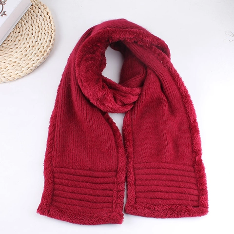 Women's Winter Thick Knit Scarf Warm Korean Style Solid Color Rabbit Hair Blend Chenille Scarf For Autumn Winter Outdoor