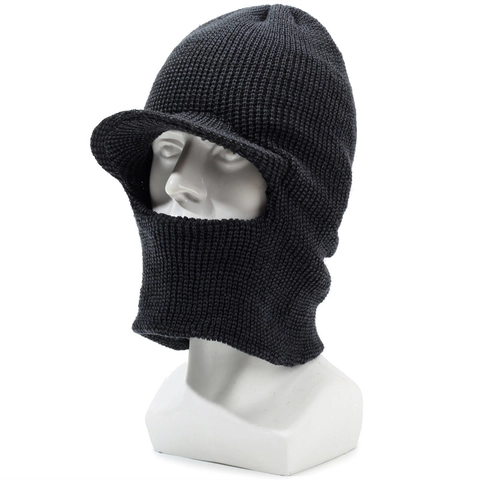 Men Winter Knitted Balaclava Hat With Brim Windproof Thermal Neck Warmer Beanie For Outdoor Skiing Elderly Grandpa Hat