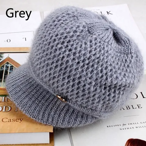 Damen Herbst Winter Warm Strickmütze Mit Metall Apfel Deko Weich Polyester Thermische Skull Cap Für Kaltes Wetter Damen