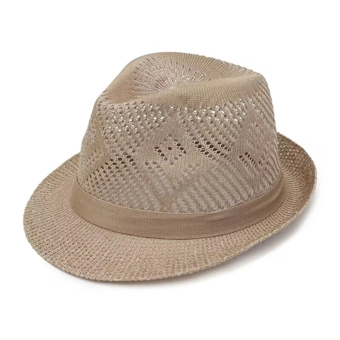 Chapeau Fedora Homme Rétro Tressé Ajouré Protection Solaire Respirant Jazz Été Plage Paille Avec Bande Décorative