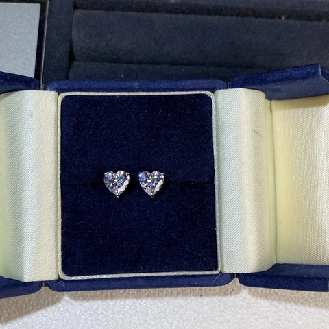 925 Sterling Silver Heart Moissanite Stud Earrings For Women Heart Shaped Rhinestone Minimalist Daily Fashion Jewelry Accessories