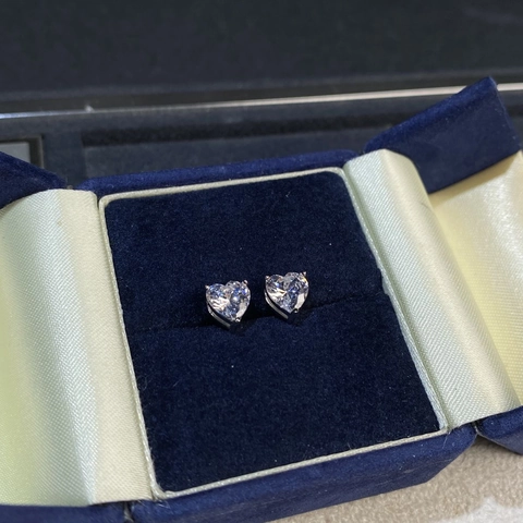 925 Sterling Silver Heart Moissanite Stud Earrings For Women Heart Shaped Rhinestone Minimalist Daily Fashion Jewelry Accessories