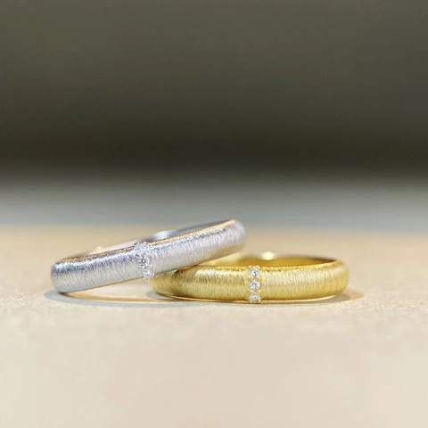 925 Sterling Silver Brushed Ring With Rhinestone Inlay Minimalist Matte Gold Silver Band For Women Wedding Jewelry Gift
