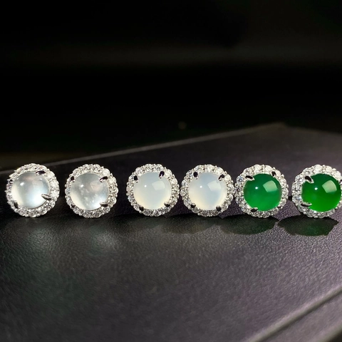 Eleganti Orecchini a Bottone in Rame Calcedonio in Nuovo Stile Cinese Con Perno in Argento Sterling 925 Strass Halo Gioielli Donna
