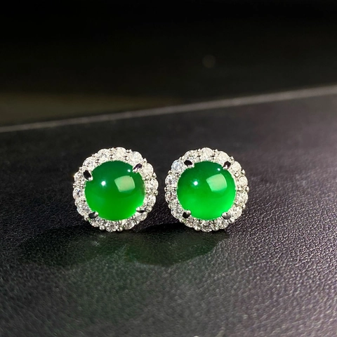 Eleganti Orecchini a Bottone in Rame Calcedonio in Nuovo Stile Cinese Con Perno in Argento Sterling 925 Strass Halo Gioielli Donna