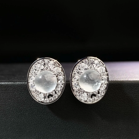 Elegante Kupfer Oval Ohrstecker Mit 925 Sterling Silber Stift Eingelegt Strass Chalzedon Schmuck Für Damen Einfaches Geschenk