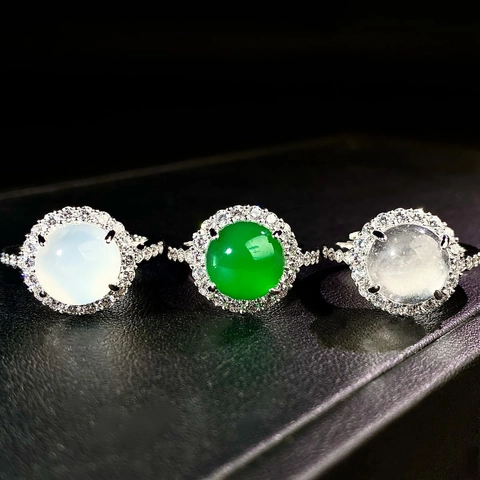 Nieuwe Chinese Stijl Ronde Cabochon Chalcedoon Ring Voor Vrouwen Retro Halo Strass Koper Verstelbare Ring Elegante Sieraden Cadeau