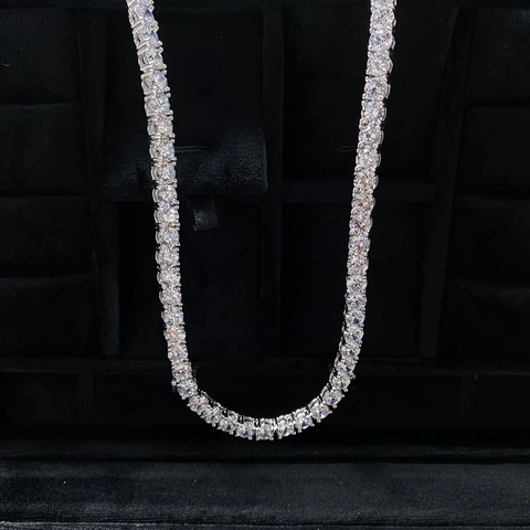 925 Sterling Silver Moissanite Tennis Chain Necklace For Women Single Row D Color Hiphop Fashion Jewelry Round Cut Gift Necklace