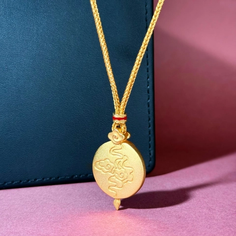 Vintage New Chinese Style 18K Gold Plated Copper Maitreya Buddha Pendant Necklace With Adjustable Braided Rope Lucky Jewelry