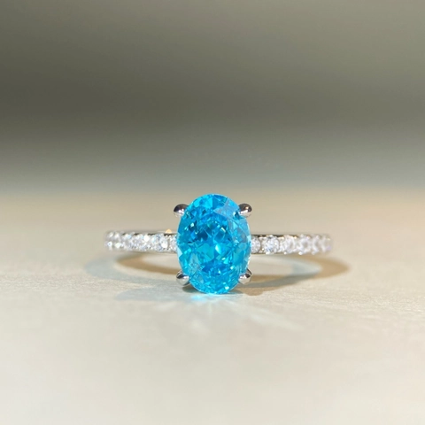 S925 Sterling Zilver Ovaal Slijpvorm Blauw Paars Strass Ring Voor Vrouwen Elegante Vierklauw Ingelegde Luxe Sieraden