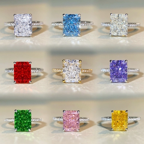 925 Sterling Silver Radiant Cut Zirconia Ring For Women Luxury Pavé Setting Engagement Wedding Party Fine Jewelry Finger Ring